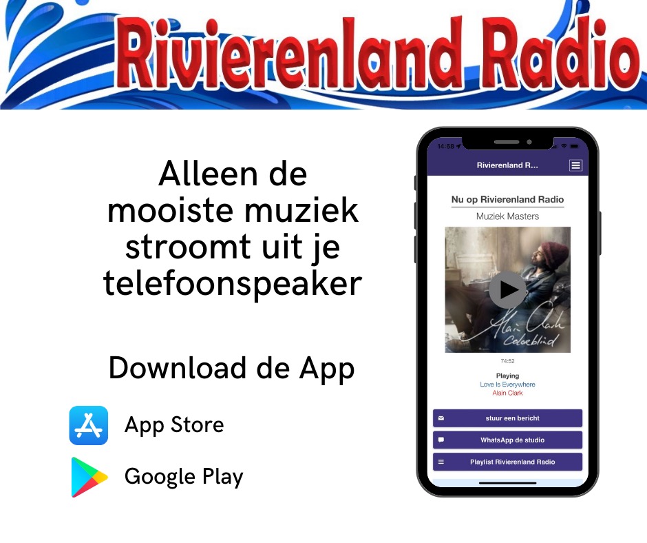 Download ook onze Rivierenland Radio app!